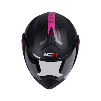 CASCO ICH ICH-3110DV RUNAS MATE NEGRO FUCSIA NEON VISOR HUMO