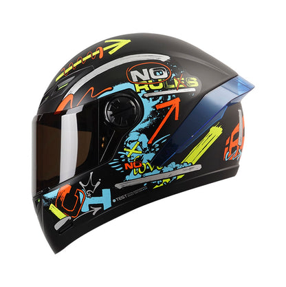 CASCO ICH ICH-501SP BRAAP MATE NEGRO AZUL VISOR HUMO