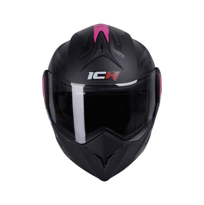 CASCO ICH ICH-3110DV RUNAS MATE NEGRO FUCSIA NEON VISOR HUMO