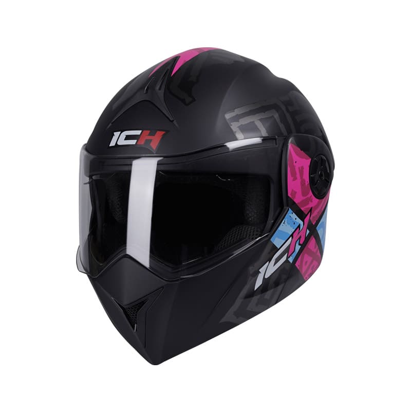 CASCO ICH ICH-3110DV RUNAS MATE NEGRO FUCSIA NEON VISOR HUMO