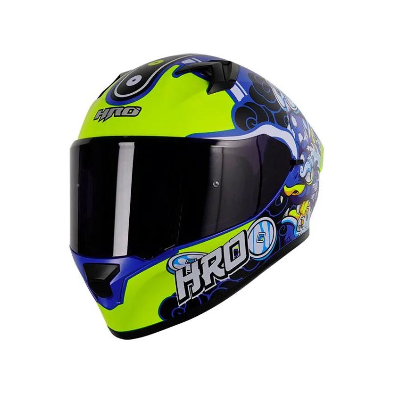 CASCO HRO HRO-523DV HOKU SAI AZUL AMARILLO NEON VISOR HUMO