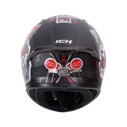 CASCO ICH ICH-503SP NO RULES MATE NEGRO ROJO VISOR PLATA