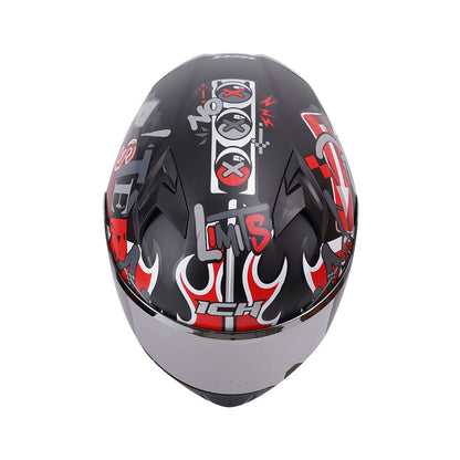CASCO ICH ICH-503SP NO RULES MATE NEGRO ROJO VISOR PLATA