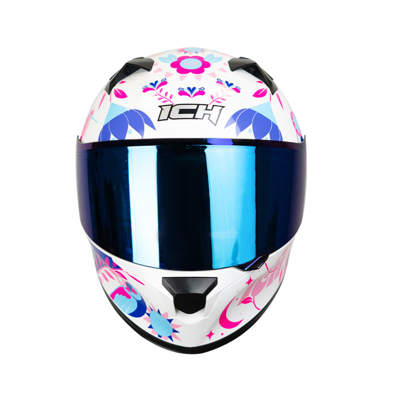 CASCO ICH-503SP MADE IN MEDELLIN BLANCO AZUL VISOR AZUL