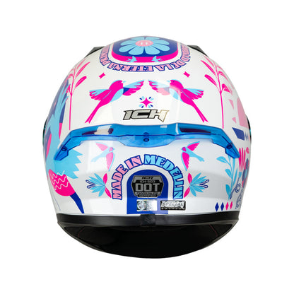 CASCO ICH-503SP MADE IN MEDELLIN BLANCO AZUL VISOR AZUL