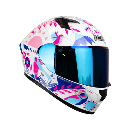 CASCO ICH-503SP MADE IN MEDELLIN BLANCO AZUL VISOR AZUL
