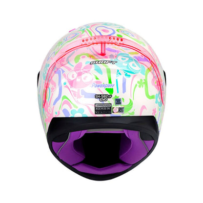 CASCO SHAFT SH-582SP POWERPUFF BLANCO MORADO VISOR IRIDIUM