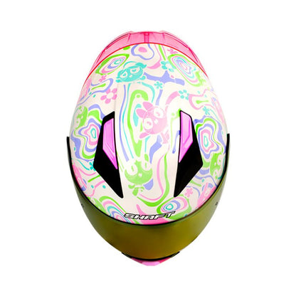 CASCO SHAFT SH-582SP POWERPUFF BLANCO MORADO VISOR IRIDIUM