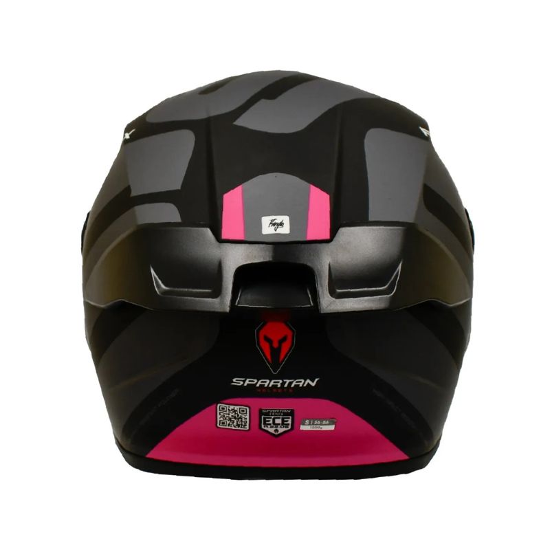 CASCO SPARTAN FENIX HEXA MATE NEGRO GRIS ROSADO