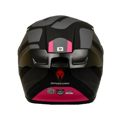 CASCO SPARTAN FENIX HEXA MATE NEGRO GRIS ROSADO