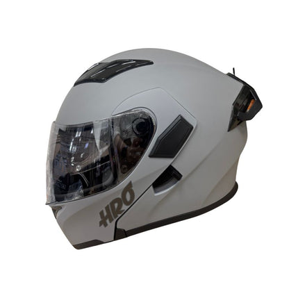 CASCO HRO HRO-3400DV SOLID MATE GRIS CLARO NEGRO VISOR PLATA