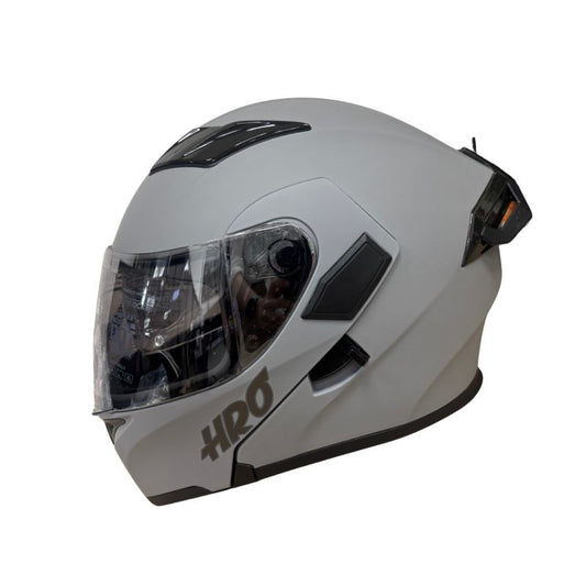 CASCO HRO HRO-3400DV SOLID MATE GRIS CLARO NEGRO VISOR PLATA