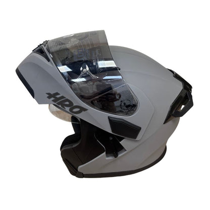 CASCO HRO HRO-3400DV SOLID MATE GRIS CLARO NEGRO VISOR PLATA