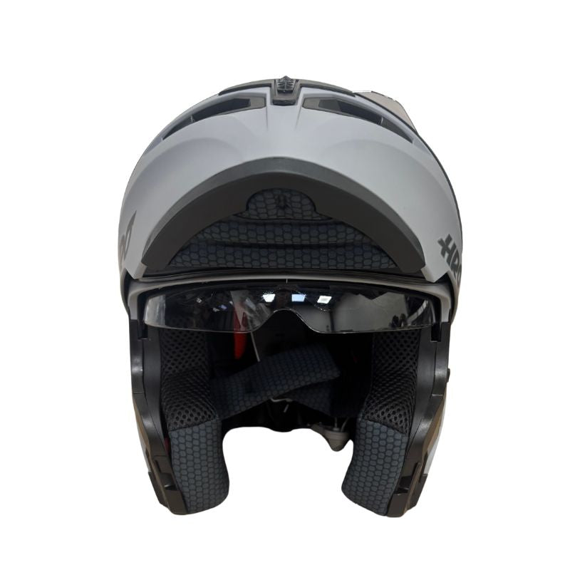 CASCO HRO HRO-3400DV SOLID MATE GRIS CLARO NEGRO VISOR PLATA
