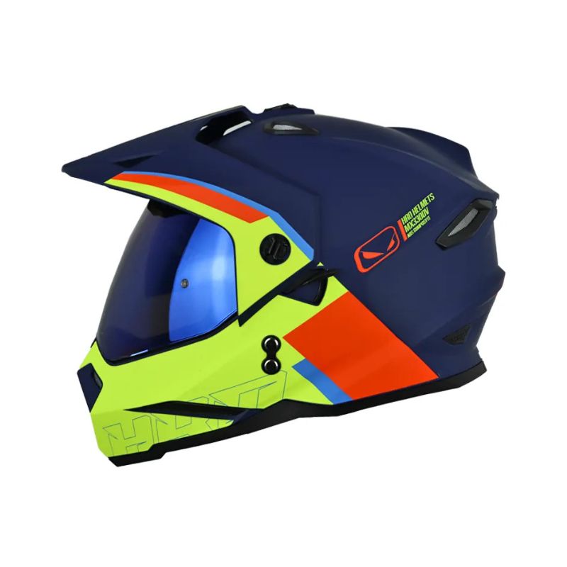 CASCO HRO HRO-MX330DV DOWNHILL MATE AZUL OSCURO NARANJA NEON