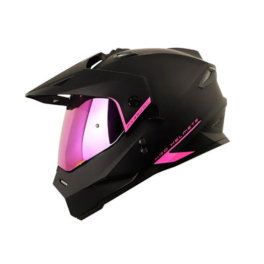 CASCO HRO HRO-MX330DV SOLID MATE NEGRO FUCSIA VISOR IRIDIUM