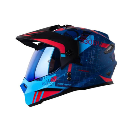 CASCO HRO HRO-MX330DV SPACE RACE MATE AZUL ROJO IRIDIUM