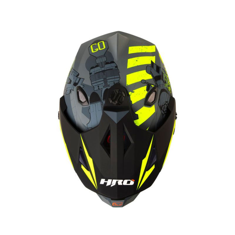 CASCO HRO HRO-MX330DV SPACE RACE MATE GRIS OSCURO AMARILLO