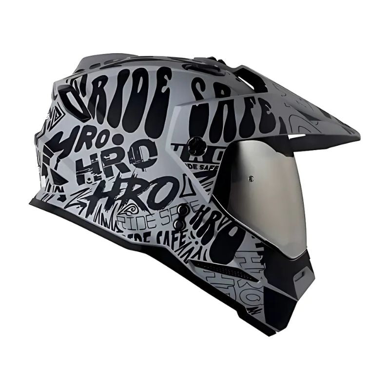 CASCO HRO HRO-MX330DV WRITTER MATE GRIS NEGRO VISOR PLATA