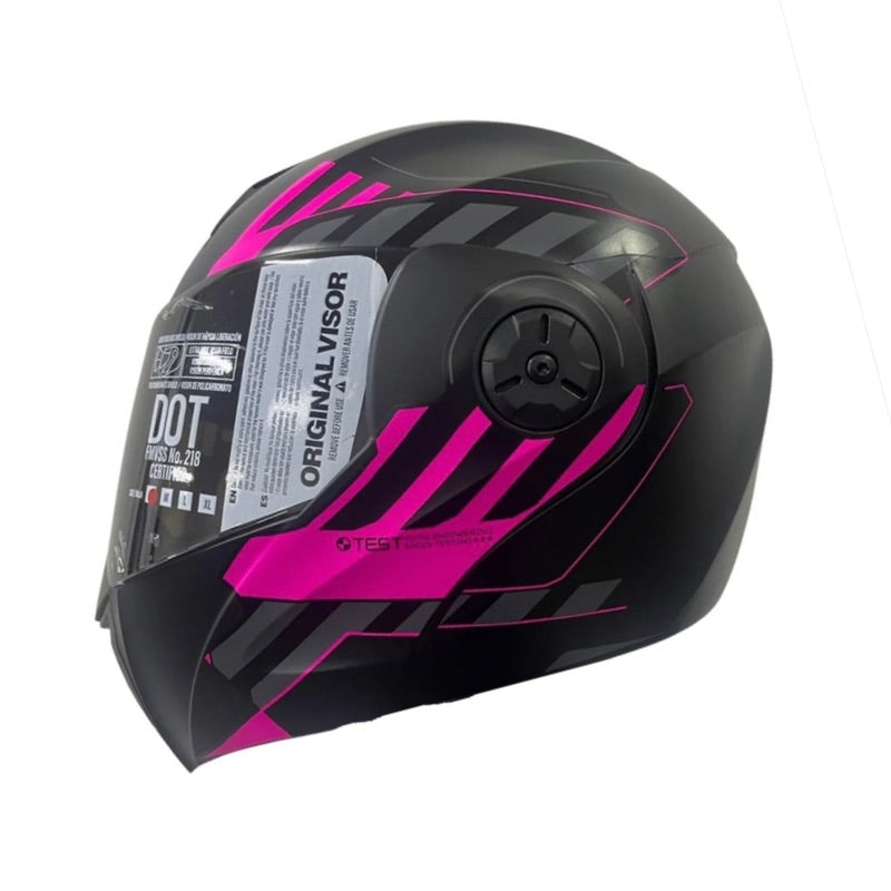 CASCO ICH-3110DV CICU MATE NEGRO FUCSIA VISOR HUMO