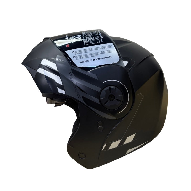 CASCO ICH-3110DV CICU NEGRO BLANCO VISOR PLATA