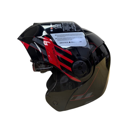 CASCO ICH-3110DV CICU NEGRO ROJO VISOR PLATA