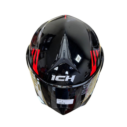 CASCO ICH-3110DV CICU NEGRO ROJO VISOR PLATA