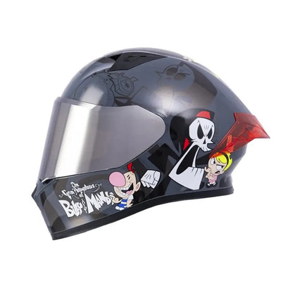 CASCO ICH-503 BILLY Y MANDY GRIS OSCURO GRIS VISOR PLATA