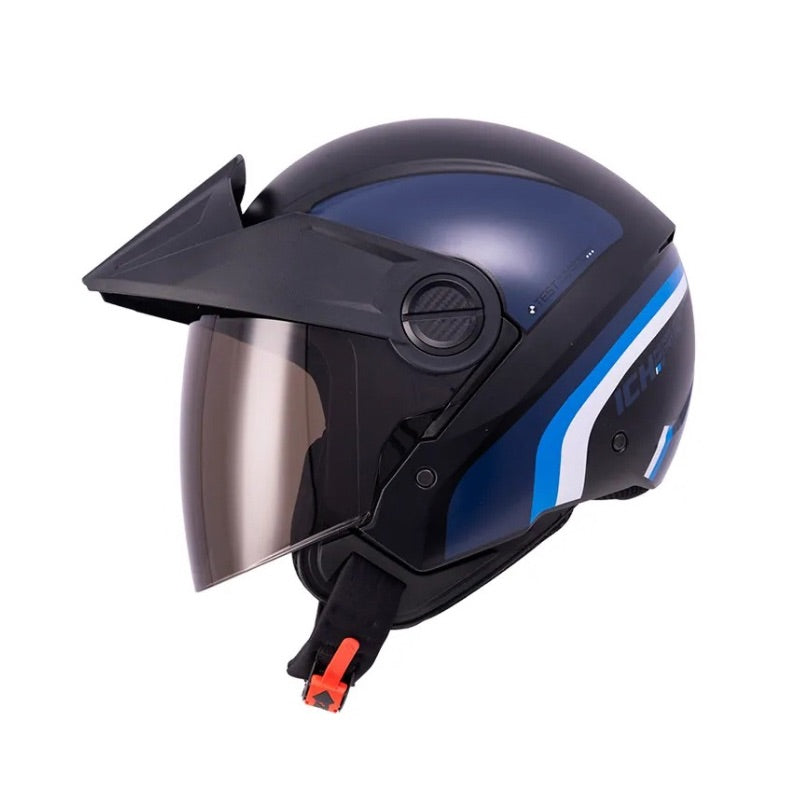 CASCO ICH ICH-102 FLAGGER MATE NEGRO AZUL VISOR HUMO