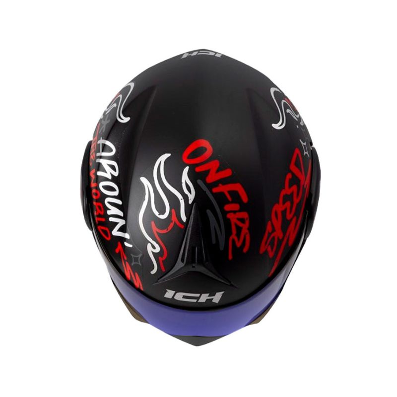 CASCO ICH ICH-3110DV NO FEAR MATE NEGRO ROJO VISOR AZUL