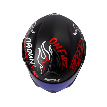 CASCO ICH ICH-3110DV NO FEAR MATE NEGRO ROJO VISOR AZUL