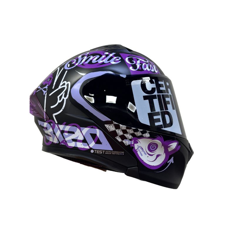 CASCO ICH ICH-3120DV ELEMENTARY MATE NEGRO LILA VISOR HUMO