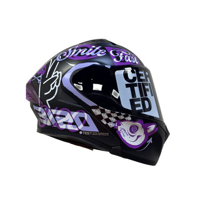 CASCO ICH ICH-3120DV ELEMENTARY MATE NEGRO LILA VISOR HUMO