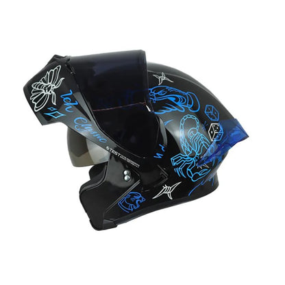 CASCO ICH ICH-3120DV TRADICIONAL NEGRO AZUL VISOR HUMO