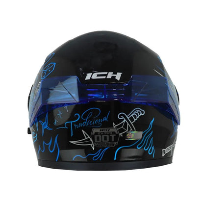 CASCO ICH ICH-3120DV TRADICIONAL NEGRO AZUL VISOR HUMO