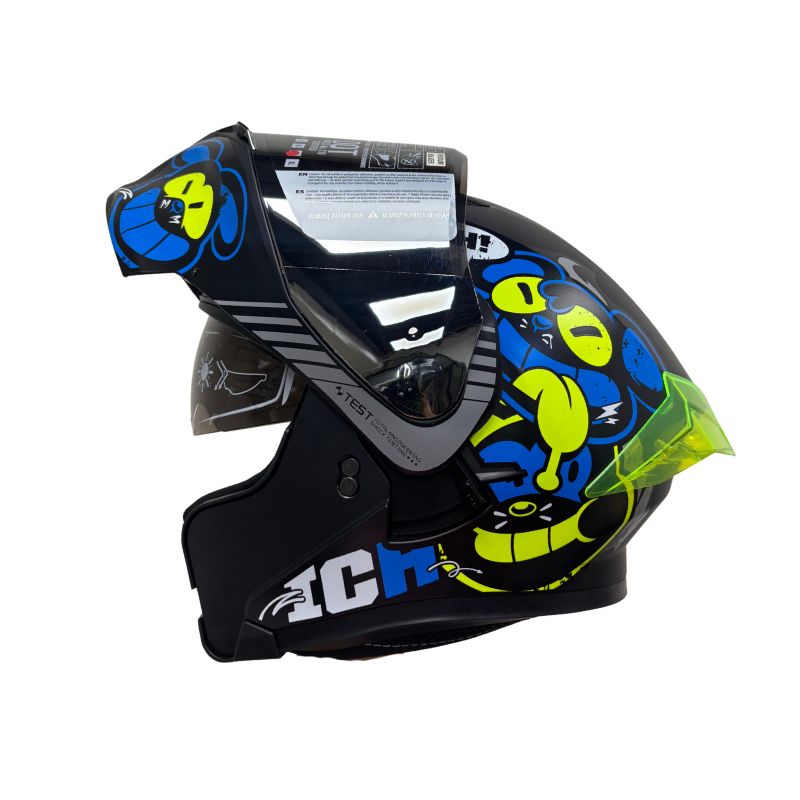 CASCO ICH ICH-3120DV TURN ON MATE NEGRO AZUL VISOR HUMO