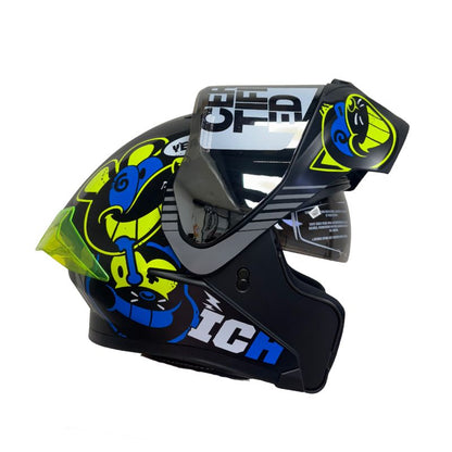 CASCO ICH ICH-3120DV TURN ON MATE NEGRO AZUL VISOR HUMO