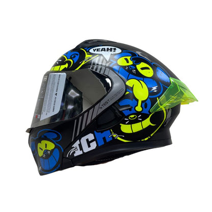 CASCO ICH ICH-3120DV TURN ON MATE NEGRO AZUL VISOR HUMO