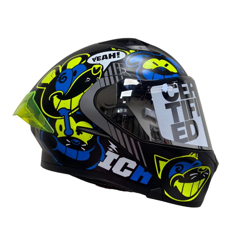CASCO ICH ICH-3120DV TURN ON MATE NEGRO AZUL VISOR HUMO