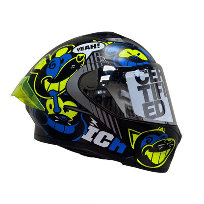 CASCO ICH ICH-3120DV TURN ON MATE NEGRO AZUL VISOR HUMO