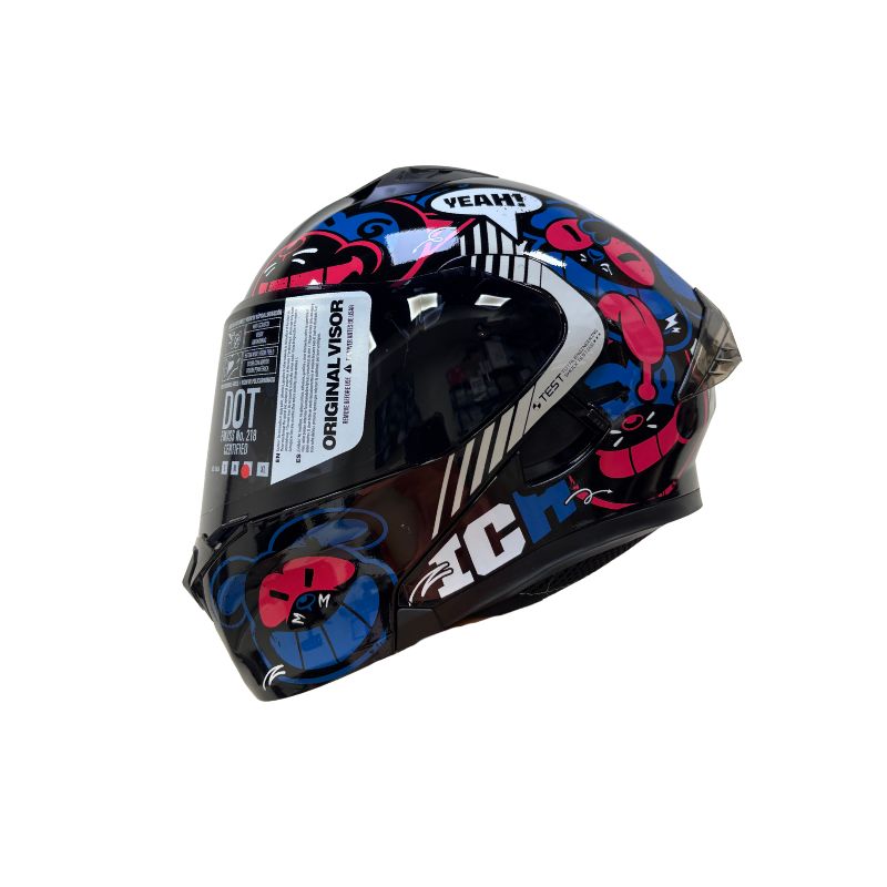 CASCO ICH ICH-3120DV TURN ON NEGRO AZUL NAVI VISOR HUMO