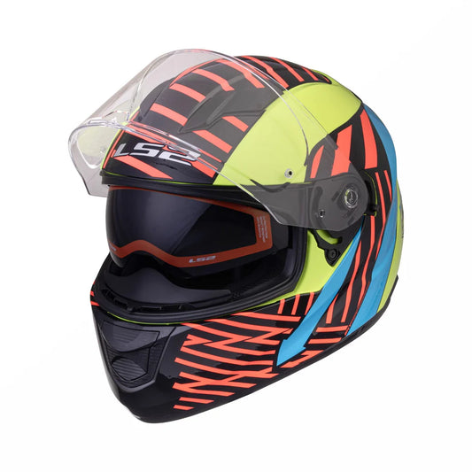 CASCO LS2 FF320 DARKNESS MATE AMARILLO NEON AZUL