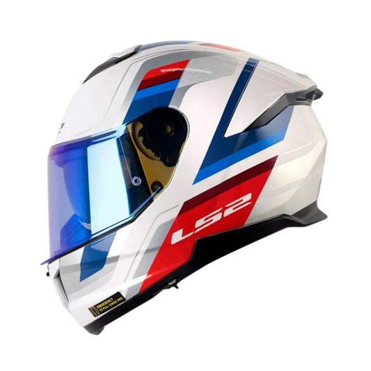 CASCO LS2 FF808 STREAM II VINTAGE BLANCO AZUL VISOR IRIDIUM