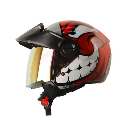 CASCO SHAFT SH-212 CARAMBOLA ROJO GRIS VISOR IRIDIUM ROJO