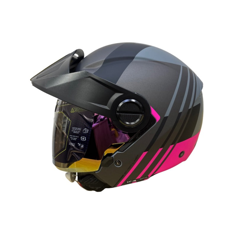 CASCO SHAFT SH-212 GUANABY MATE GRIS OSCURO FUCSIA IRIDIUM