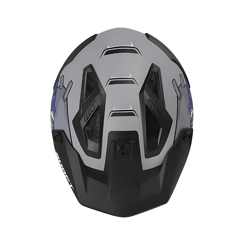 CASCO SHAFT SH-225 FIGHTER MATE GRIS AZUL NAVY VISOR IRIDIUM