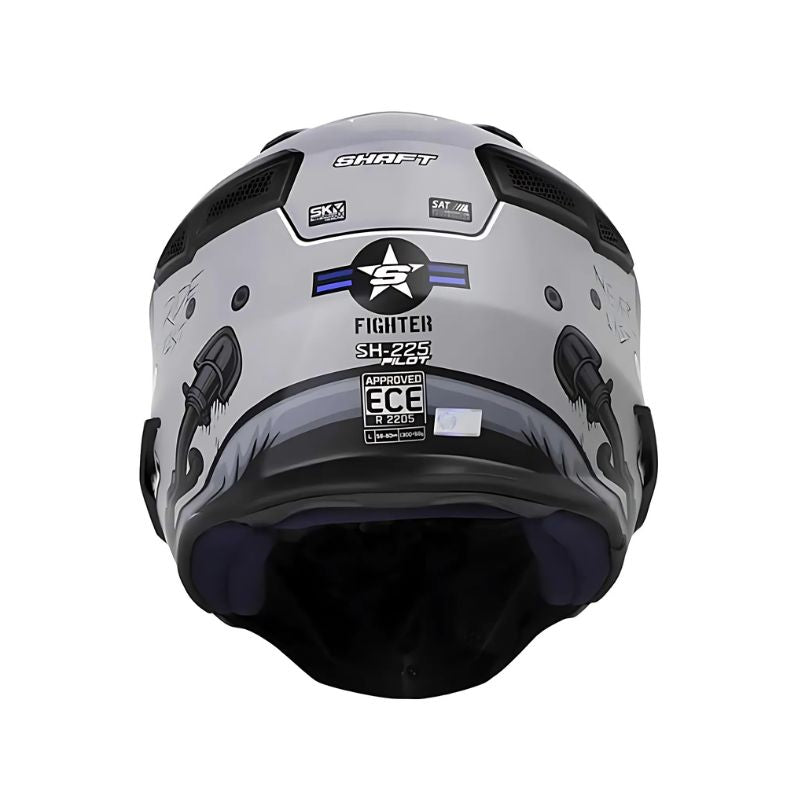 CASCO SHAFT SH-225 FIGHTER MATE GRIS AZUL NAVY VISOR IRIDIUM