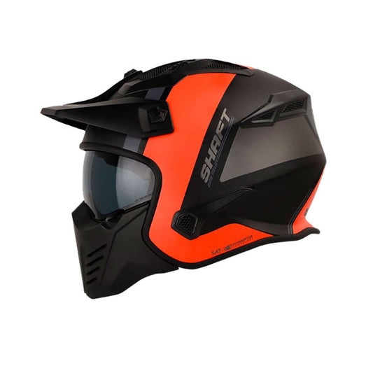 CASCO SHAFT SH-225 SHOT NEGRO NARANJA NEON VISOR HUMO