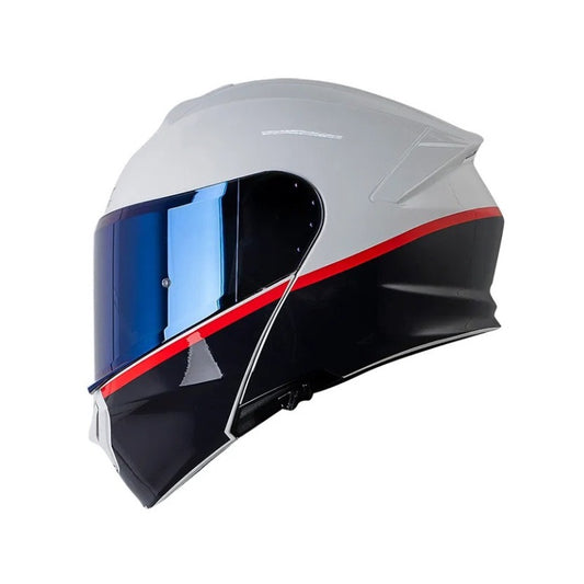 CASCO SHAFT SH-4000DV PRO ACRU BLANCO AZUL VISOR IRIDIUM
