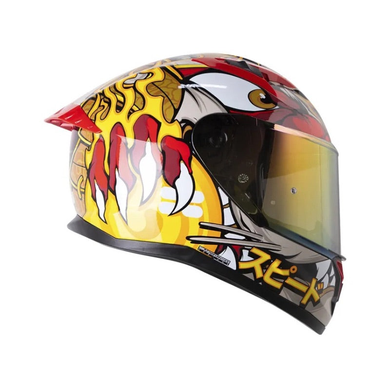 CASCO SHAFT SH-522SP VISERION NEGRO ROJO VISOR IRIDIUM ROJO